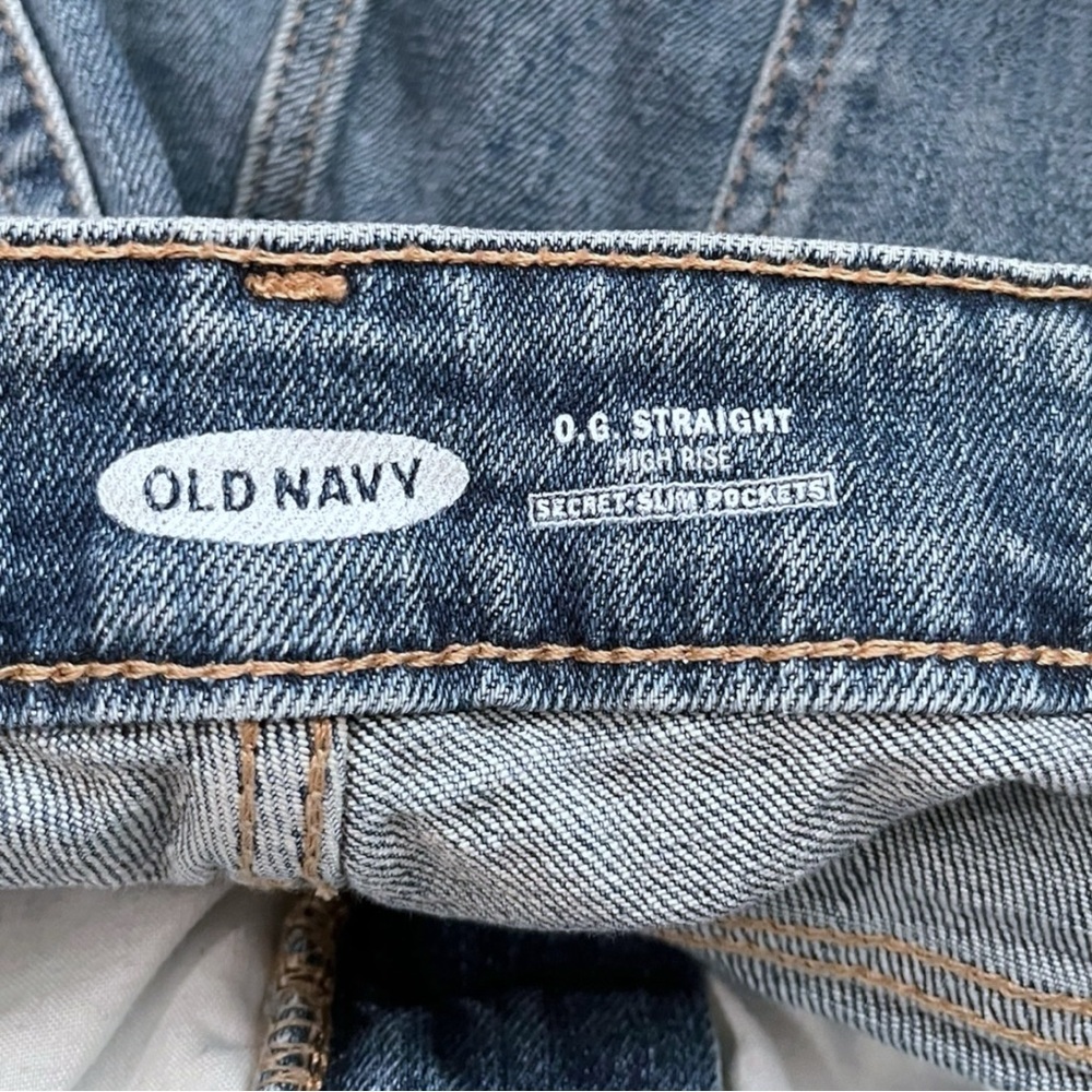 Old Navy O.G. Straight Leg Medium Blue Wash Mom Jeans High Rise Ankle size 18 - Picture 6 of 7